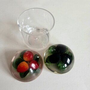 Vintage 1960-1970s Acrylic Lucite jam pot with 2 different design lids